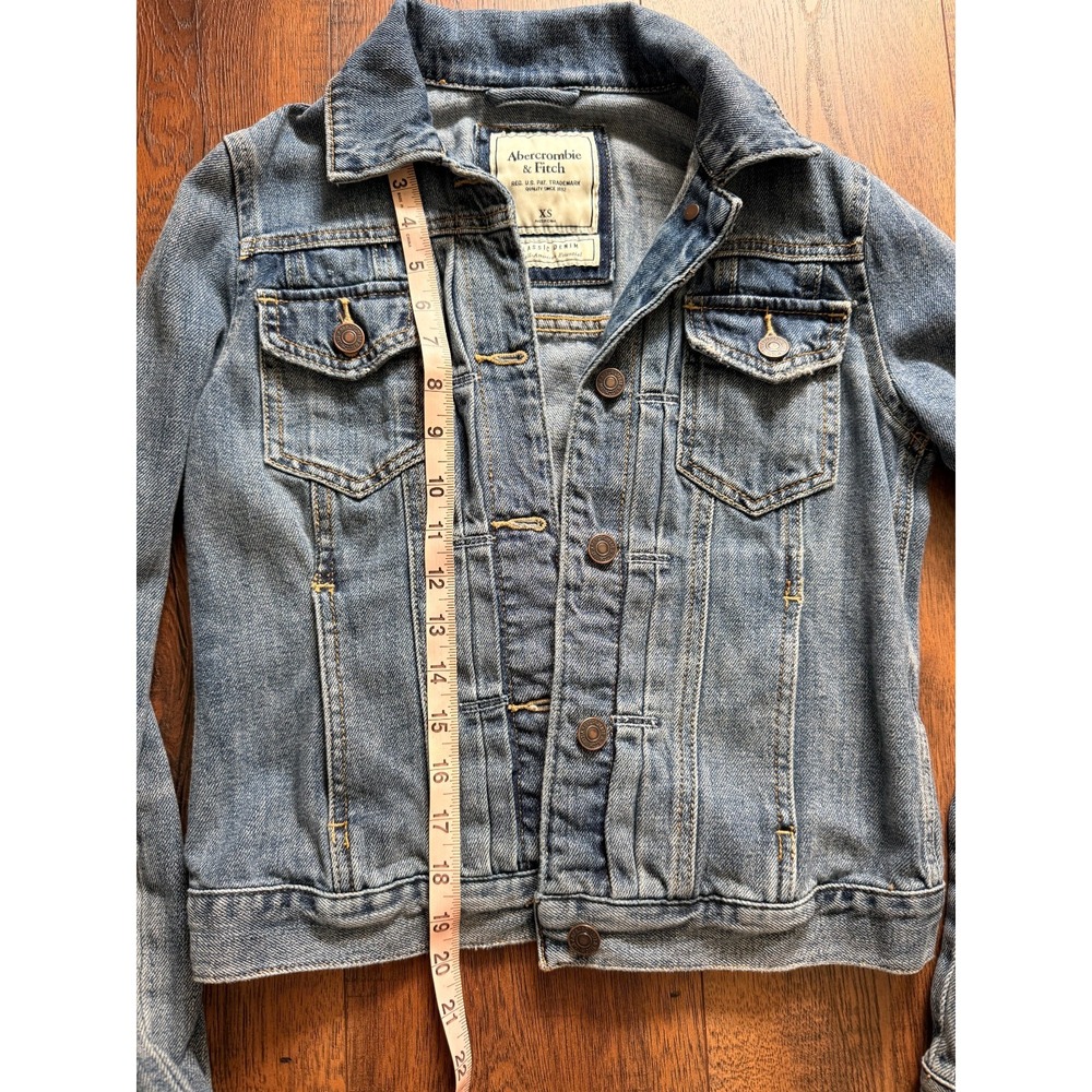 Abercrombie & Fitch Women's XS Classic Denim Trucker Jacket Medium Wash Y2K - Picture 4 of 8